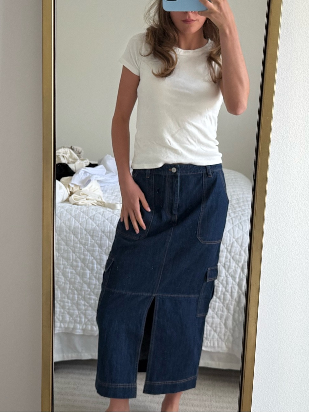 Rails Dark Blue Denim Maxi Skirt with Front Slit